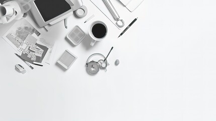 Top view of stationary object on white background