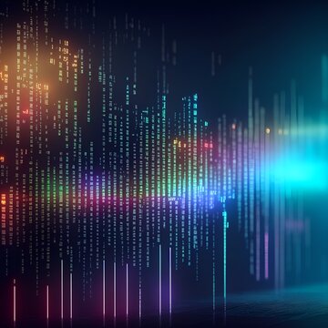 digital background binary finance language neon colors