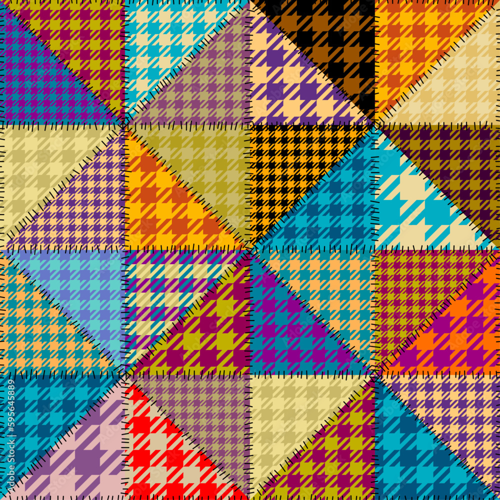 Poster Textille patchwork pattern. Seamless Vector image. Gingham plaid pattern.