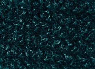 Fur texture. Abstract background. Ripple pattern. Teal blue color curve ornament fuzzy material structure dark illustration wallpaper.