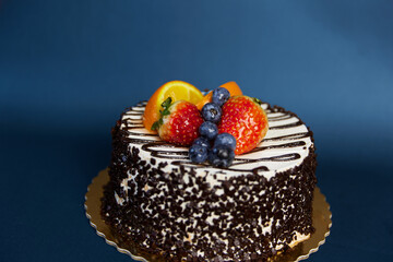 Chocolate cake with summer berries.