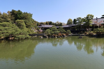 Fototapeta premium A scene of Seiho-ike Pond and Higashi-shin-en Japanese Garden in the precincts of Heian-jingu Shrine in Kyoto City in Japan 日本の京都市の平安神宮境内にある 東神苑と栖鳳池の風景