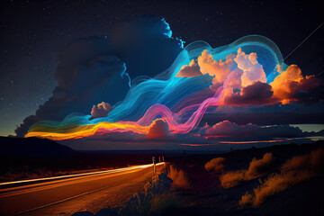 luminous clouds , illuminated thunderstorm clouds,