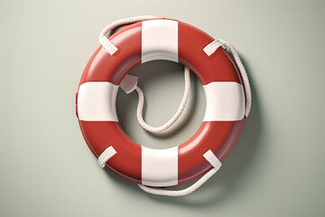 A life preserver red and white for saving people