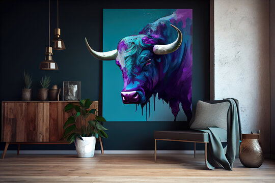 Beautiful bull in purple til tones