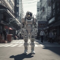 A robot, alone, in the old Tokyo