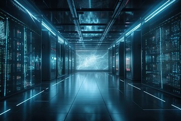 Fototapeta premium A datacenter with blue colors