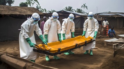 epidemic team retrieves the dead bodies with a body stretcher generative ai - obrazy, fototapety, plakaty