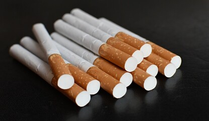 filter cigarettes on black background