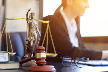 wooden judge gavel on table as symbol of justice for use in legal cases judicial system and civil...