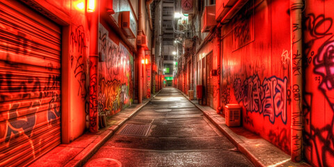 Tokyo City by Night, Anime and Manga drawing illustration, city ​​views, red neon, Generative AI