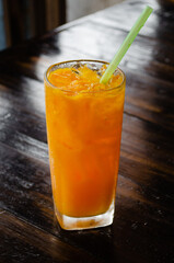 Orange juice in a glass glass