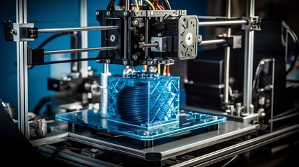 3d printer printing close-up photorealistic. Al generated