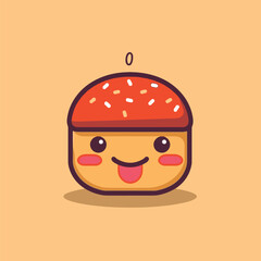 Cute Yummy kawaii burger chibi mascot vector cartoon style
