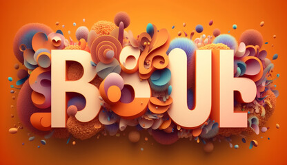 A colorful fluffy 3d typography vector design with t , Generative AI