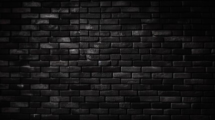 Naklejka na ściany i meble Black brick wall dark background for design. Al generated