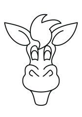 horse head - cartoon simple outline schematic black and white vector illustration isolated on white