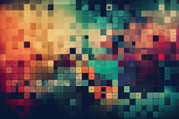 a picture of a sunset with a lot of small squares on the side of the picture and the sun in the distance with a black background