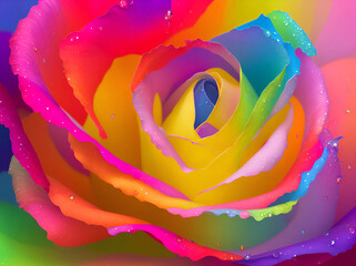 Fototapeta na wymiar Multicolor Rose. AI generated illustration