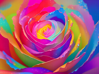 Multicolor Rose. AI generated illustration