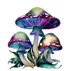 Watercolor Magic Mushrooms png Clipart