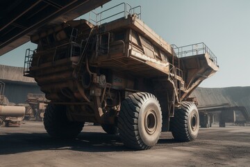Large open-pit mining truck in the industry. Generative AI