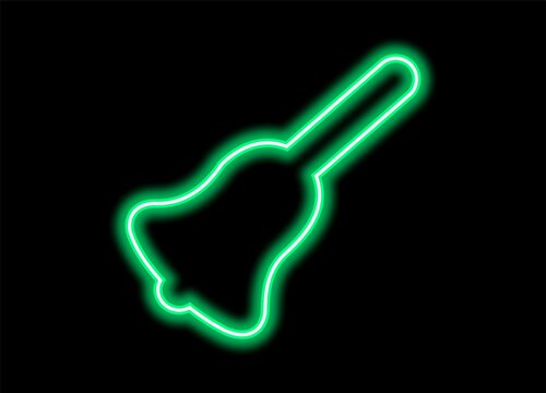 glowing sign bell green icon on black