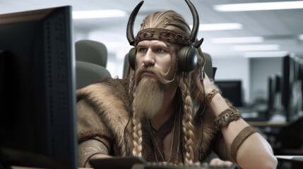 A Viking Working in a Call-Center