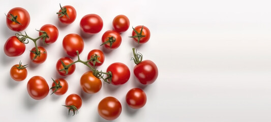 tomatoes on a white background, top view. Generative Ai