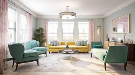 Grandmillennial interior design room with beautiful lightning generative ai