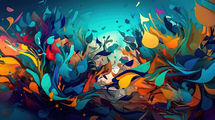 Obraz na płótnie Canvas Abstract Background Blue Fantasy Colorful Graffiti. Generative AI