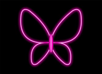 butterfly neon icon on black background