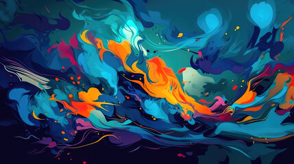 Fototapeta na wymiar Abstract Background Blue Fantasy Colorful Graffiti. Generative AI