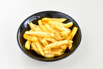 French fries Snack food crispy potato . Fast food or  snacks concept. Patates cips.