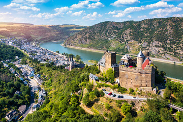 The Schönburg (Schoenburg) is a castle above the medieval town of Oberwesel in the UNESCO World Heritage site of the Upper Middle Rhine Valley, Rhineland-Palatinate, Germany. © daliu