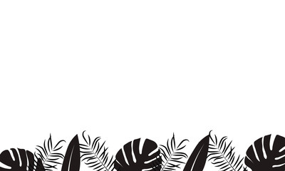 
Tropical background with black palm leaves with space for dough