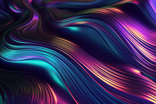 Generative AI abstract image of creative colorful wave with curvy line with texture
