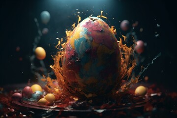 Abstract digital artwork portraying Easter resurrection. Generative AI
