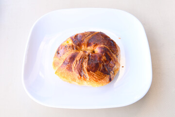 Turkish style meat stuffed filo dough borek served kol boregi. Cheese and minced pie are sliced on a marble background. Turkish name: Kol Boregi, ispanakli, kiymali, Su Boregi