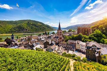 Bacharach panoramic view. Bacharach is a small town in Rhine valley in Rhineland-Palatinate,...