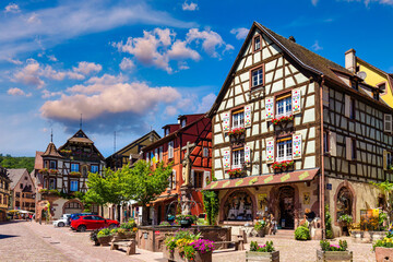 Kaysersberg in Alsace, one of the most beautiful villages of France. Kaysersberg in Alsace in the...