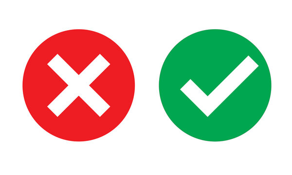 yes and no buttons tick and cross icons
