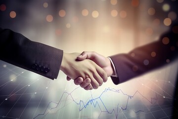 Business people shaking hands, teamwork, closed merger acquisition, hand shake, ai industry, crypto industry, celebration partnership, success, future, stock market, stock
