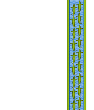 vertical band of aligators in river