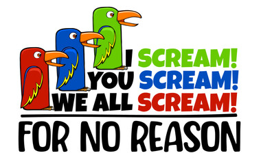 funny cartoon parrot design scream for no reason