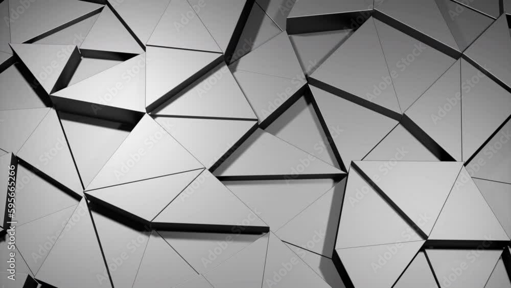 Poster Purple and white background with constructor. Design. Triangular background elements that move in different directions in 3d format.