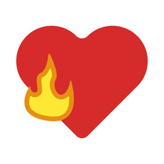 Burning hearts vector set. Heart with fire vector.
