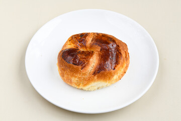 Turkish style meat stuffed filo dough borek served kol boregi. Cheese and minced pie are sliced on a marble background. Turkish name: Kol Boregi, ispanakli, kiymali, Su Boregi