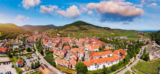 Kaysersberg in Alsace, one of the most beautiful villages of France. Kaysersberg in Alsace in the...