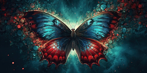 colourful butterfly background. Generative AI image.